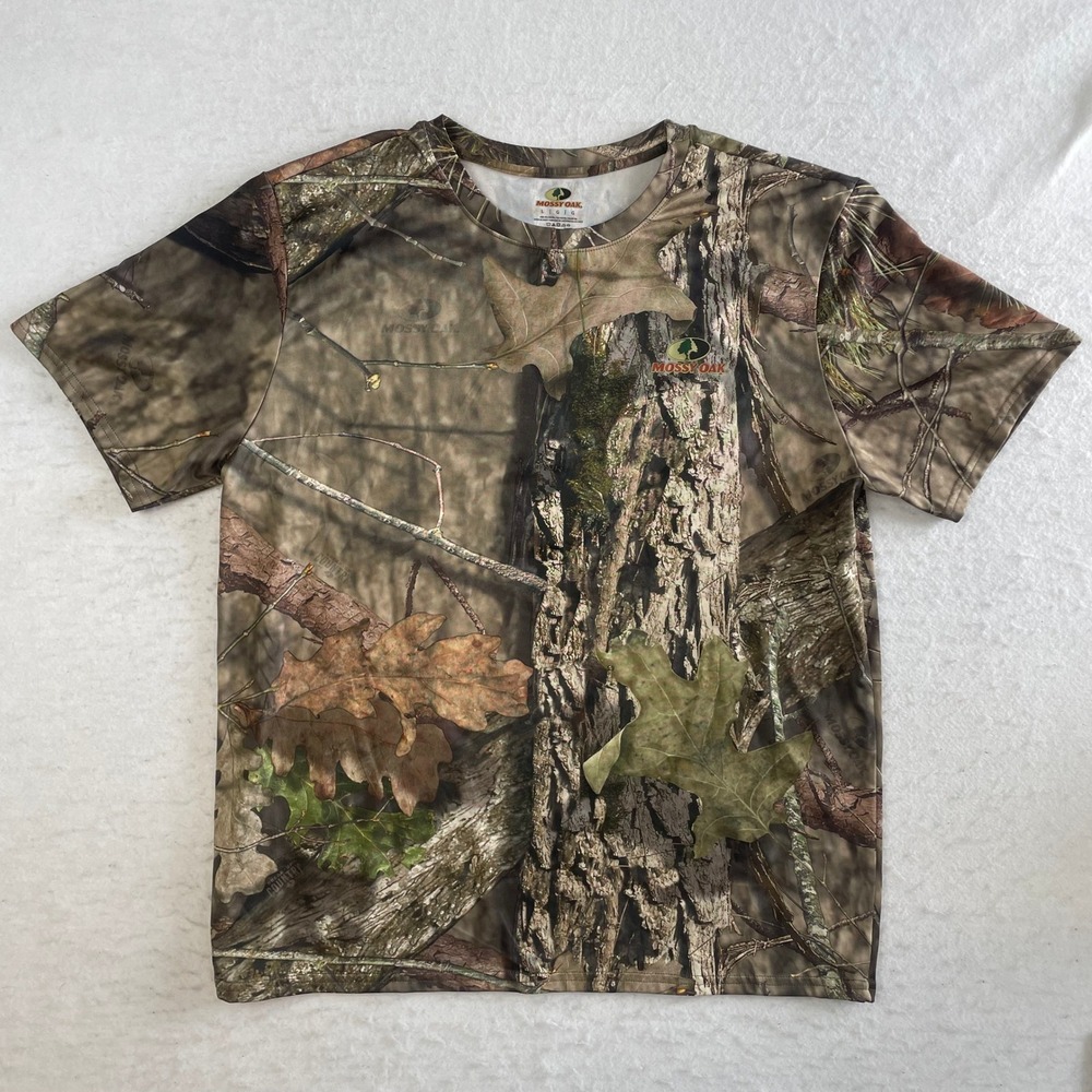 Mossy Oak T-Shirt Large Brown Break-Up Country Camo Performance Short Sleeve